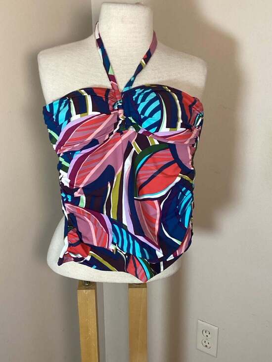 Bleu Rod Beattie Other - Bleu Rod Beattie Abstract Leaf Print Halter Tankini Top Size 4